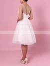 A-line Scoop Neck Tulle Knee-length Appliques Lace Wedding Dresses #DOB00023419