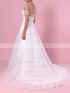 Princess Off-the-shoulder Organza Tulle Sweep Train Sequins Wedding Dresses #DOB00023423