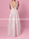 A-line V-neck Tulle Asymmetrical Appliques Lace Wedding Dresses #DOB00023427