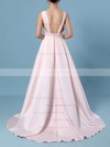 Ball Gown Halter Satin Sweep Train Beading Wedding Dresses #DOB00023465