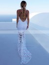 Trumpet/Mermaid Square Neckline Sweep Train Lace Wedding Dresses #DOB00023472