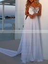 A-line Sweetheart Watteau Train Chiffon Beading Wedding Dresses #DOB00023474