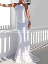 Trumpet/Mermaid Scoop Neck Sweep Train Lace Wedding Dresses #DOB00023479