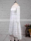 Lace Ball Gown Off-the-shoulder Tea-length Beading Wedding Dresses #DOB00023273