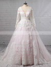 Tulle Ball Gown V-neck Sweep Train Appliques Lace Wedding Dresses #DOB00023379