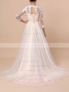 Tulle Princess Scoop Neck Sweep Train Appliques Lace Wedding Dresses #DOB00023382