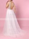 Tulle Princess V-neck Sweep Train Beading Wedding Dresses #DOB00023406
