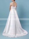 Satin Tulle Princess Scoop Neck Sweep Train Appliques Lace Wedding Dresses #DOB00023420