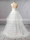 Tulle Ball Gown Halter Sweep Train Lace Wedding Dresses #DOB00023421