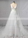 Tulle Ball Gown V-neck Sweep Train Appliques Lace Wedding Dresses #DOB00023438