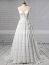 Chiffon Tulle A-line Scoop Neck Sweep Train Lace Wedding Dresses #DOB00023440