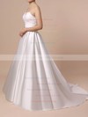 Lace Satin Ball Gown Scalloped Neck Sweep Train Sashes / Ribbons Wedding Dresses #DOB00023446