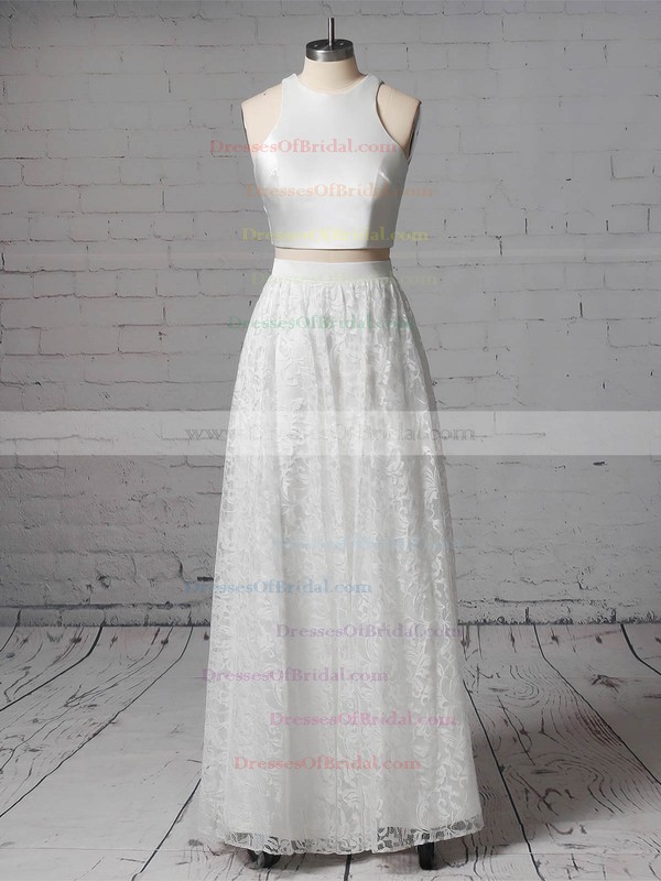 Lace A-line Scoop Neck Floor-length Pockets Wedding Dresses #DOB00023456