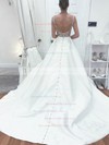 Satin Princess Scoop Neck Sweep Train Beading Wedding Dresses #DOB00023541