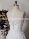 Straps A-line Sweep Train Tulle Satin Lace Wedding Dresses #DOB00020484