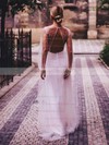 Tulle A-line Scoop Neck Floor-length Pearl Detailing Wedding Dresses #DOB00023569