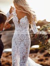 Lace Trumpet/Mermaid V-neck Sweep Train Lace Wedding Dresses #DOB00023572