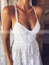 Lace A-line V-neck Sweep Train Split Front Wedding Dresses #DOB00023410
