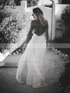 Chiffon Lace A-line V-neck Floor-length Appliques Lace Wedding Dresses #DOB00023485