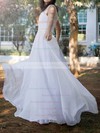 Scoop A-line Court Train Chiffon Lace Wedding Dresses #DOB00020486