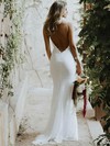 Lace Trumpet/Mermaid V-neck Sweep Train Lace Wedding Dresses #DOB00023487