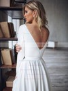 Stretch Crepe A-line Scoop Neck Asymmetrical Buttons Wedding Dresses #DOB00023490