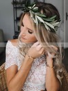 Lace Chiffon A-line Off-the-shoulder Floor-length Pleats Wedding Dresses #DOB00023499