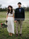 Lace A-line Scoop Neck Ankle-length Pleats Wedding Dresses #DOB00023500