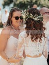 Lace Chiffon A-line Scoop Neck Floor-length Appliques Lace Wedding Dresses #DOB00023503