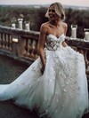 Tulle Princess Sweetheart Sweep Train Appliques Lace Wedding Dresses #DOB00023507