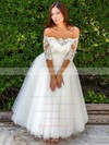 Tulle Ball Gown Off-the-shoulder Ankle-length Sashes / Ribbons Wedding Dresses #DOB00023524