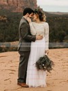 Lace Tulle A-line Scoop Neck Floor-length Appliques Lace Wedding Dresses #DOB00023578