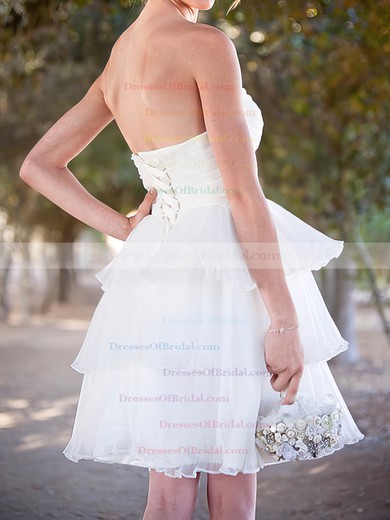 Sweetheart Ball Gown Short/Mini Organza Tiered Wedding Dresses #DOB00020492