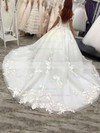 Organza Ball Gown Off-the-shoulder Court Train Appliques Lace Wedding Dresses #DOB00023587