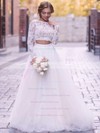 Lace Tulle Ball Gown Scoop Neck Floor-length Lace Wedding Dresses #DOB00023589