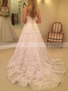 Tulle Princess Square Neckline Sweep Train Appliques Lace Wedding Dresses #DOB00023591