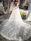 Tulle Ball Gown Off-the-shoulder Court Train Appliques Lace Wedding Dresses #DOB00023593