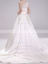 One Shoulder Ball Gown Court Train Satin Lace Wedding Dresses #DOB00020493