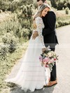 Lace Tulle A-line V-neck Floor-length Lace Wedding Dresses #DOB00023600