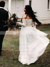 Lace Chiffon A-line Off-the-shoulder Floor-length Wedding Dresses #DOB00023603