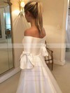 Satin Ball Gown Off-the-shoulder Sweep Train Bow Wedding Dresses #DOB00023609