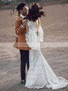Lace Trumpet/Mermaid V-neck Sweep Train Sashes / Ribbons Wedding Dresses #DOB00023612
