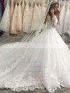 Tulle Ball Gown Off-the-shoulder Court Train Appliques Lace Wedding Dresses #DOB00023619