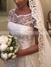 Lace A-line Scoop Neck Sweep Train Appliques Lace Wedding Dresses #DOB00023621