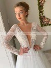Tulle Princess Scoop Neck Court Train Appliques Lace Wedding Dresses #DOB00023624