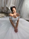 Tulle Ball Gown Off-the-shoulder Chapel Train Pearl Detailing Wedding Dresses #DOB00023625