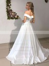 Satin Ball Gown Off-the-shoulder Floor-length Wedding Dresses #DOB00023628