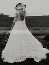Lace Ball Gown Scoop Neck Sweep Train Buttons Wedding Dresses #DOB00023634