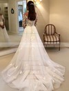 Tulle Princess Scoop Neck Sweep Train Appliques Lace Wedding Dresses #DOB00023650