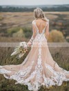Tulle Trumpet/Mermaid V-neck Sweep Train Appliques Lace Wedding Dresses #DOB00023652